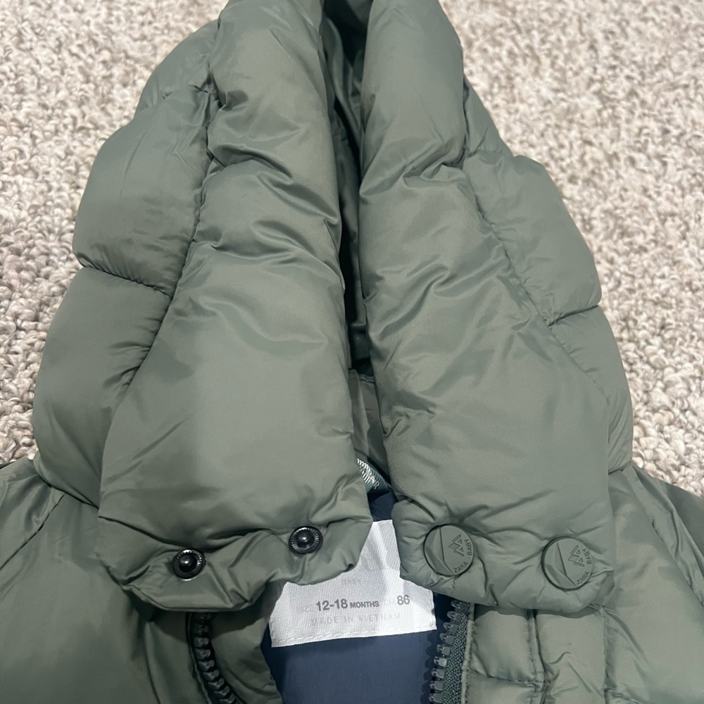 Zara Kids Puff Jacket in Olive Green - Picture 9 of 12